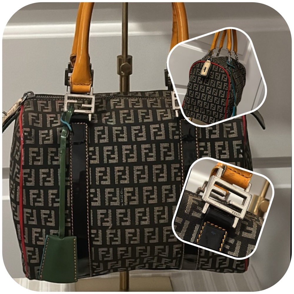 🔥RARE🔥 Authentic Fendi Zucchino Forever Boston, Multicolor Vintage Satchel